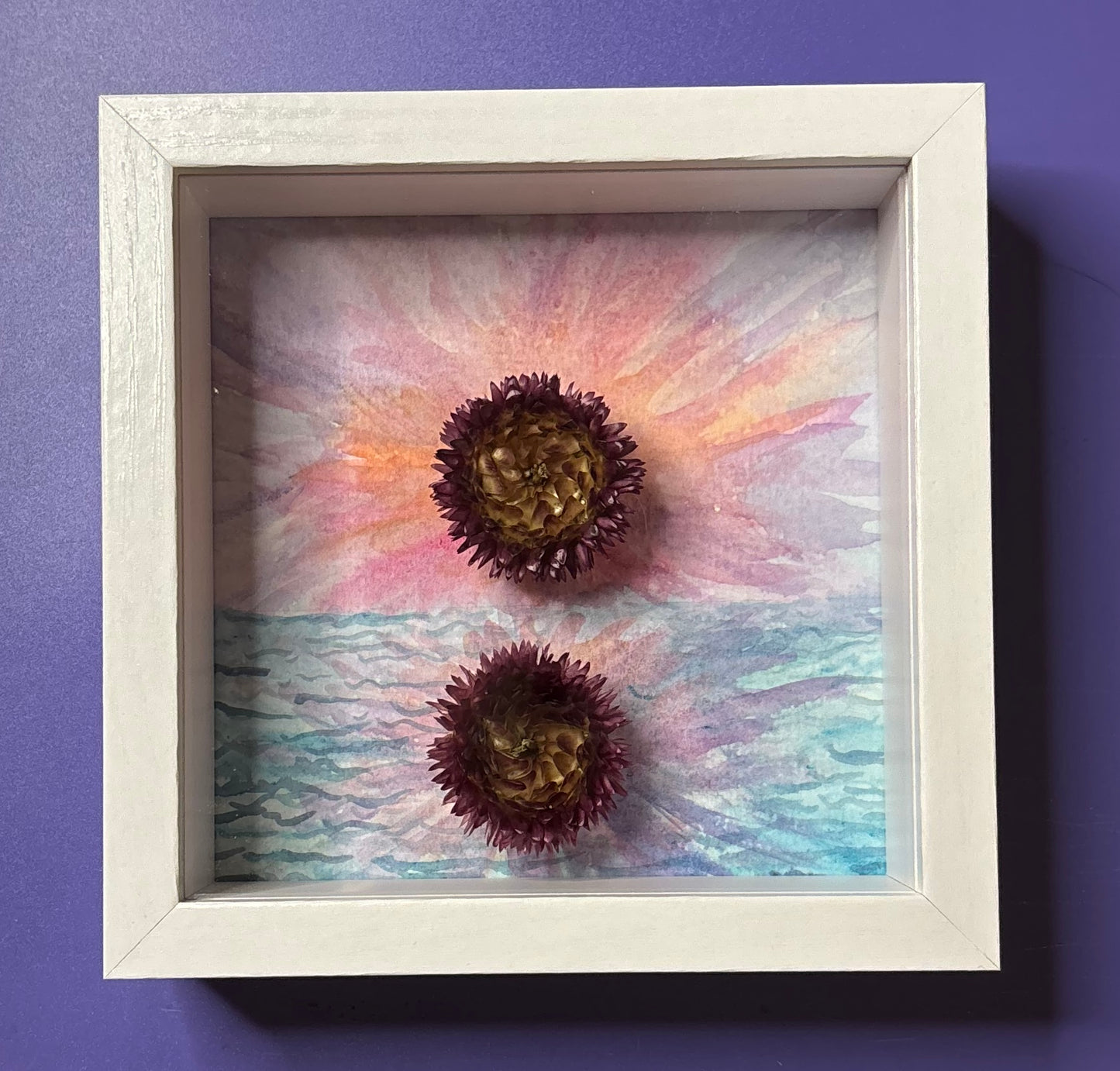Framed Watercolor - Sunset on the Water